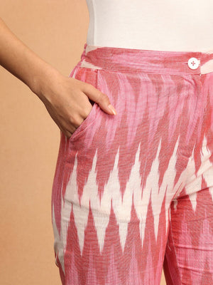 XS Blush Ikat Women's Handloom Blazer and Pant Set - Women's Co - ord Set