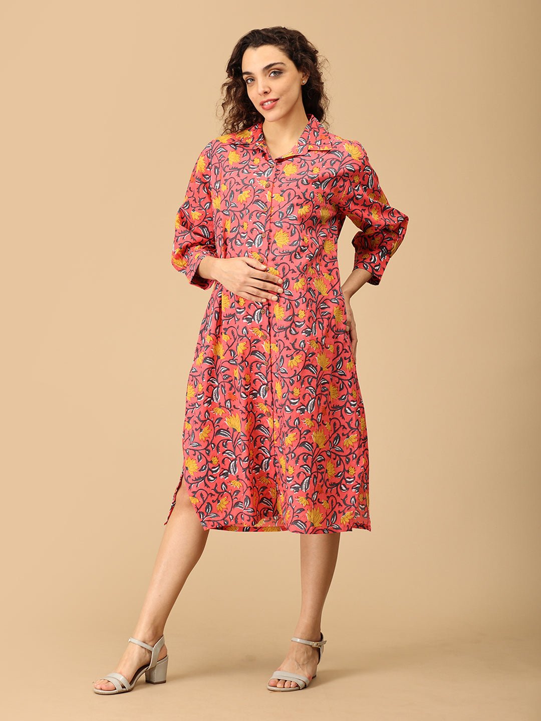 Blush Me Bloom Maternity and Nursing Shirt Dress - DRS - SK - BLMB - S