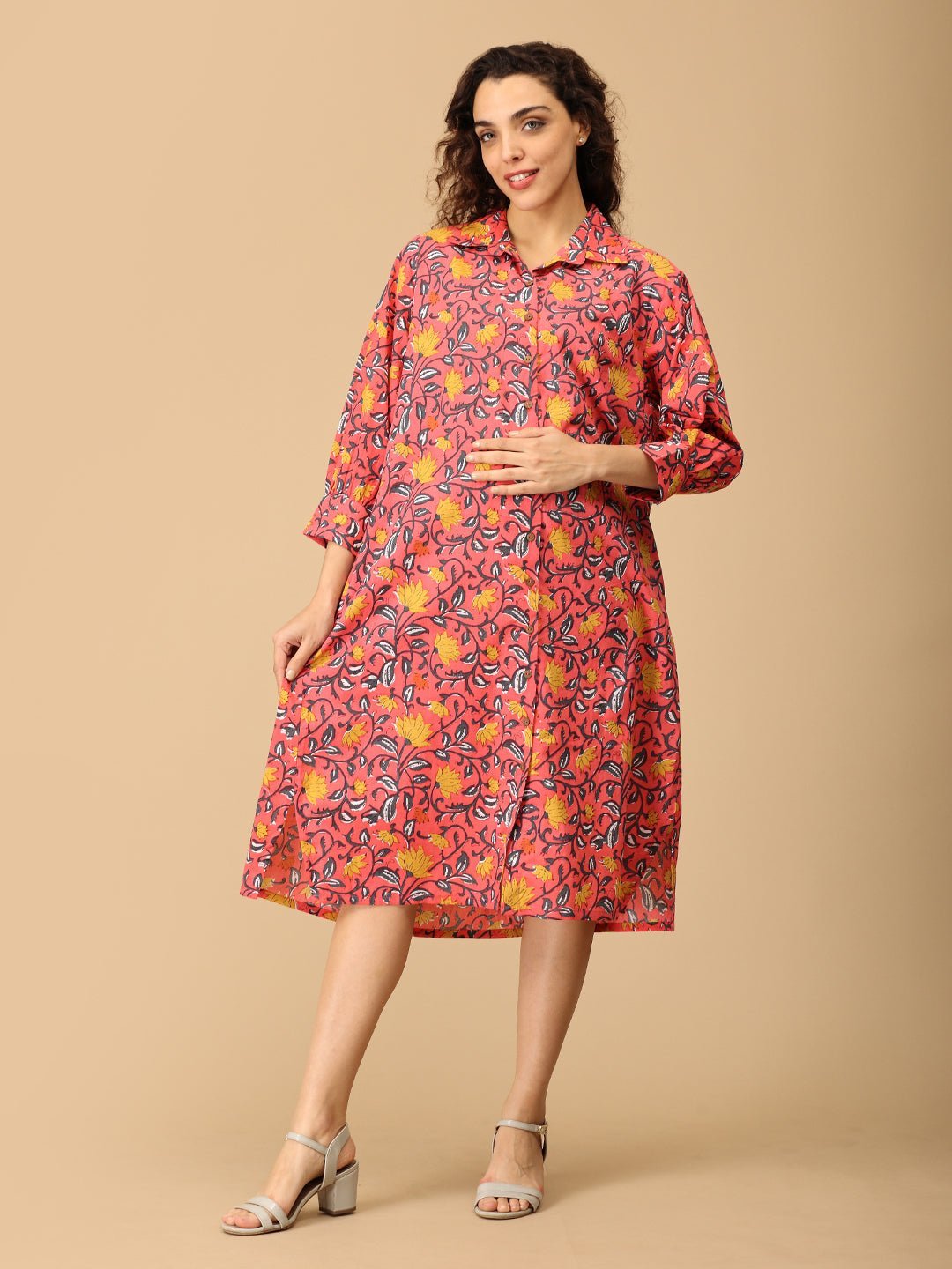 Blush Me Bloom Maternity and Nursing Shirt Dress - DRS - SK - BLMB - S