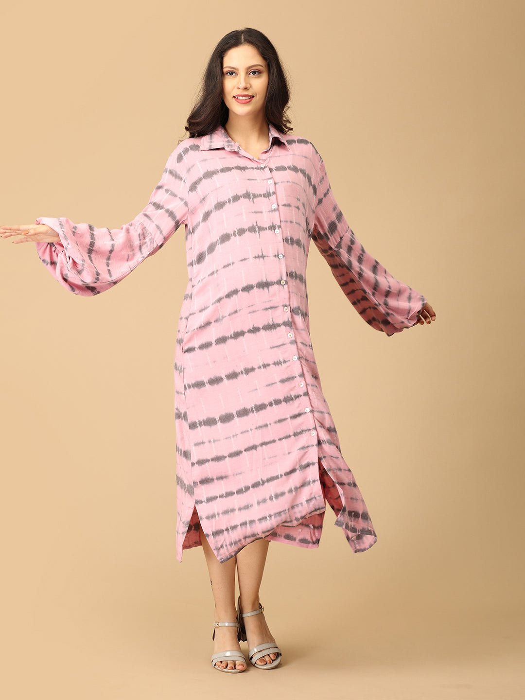 Blush & Swirl Maternity and Nursing Oversized Shirt Dress - DRS - SK - BLSWR - S