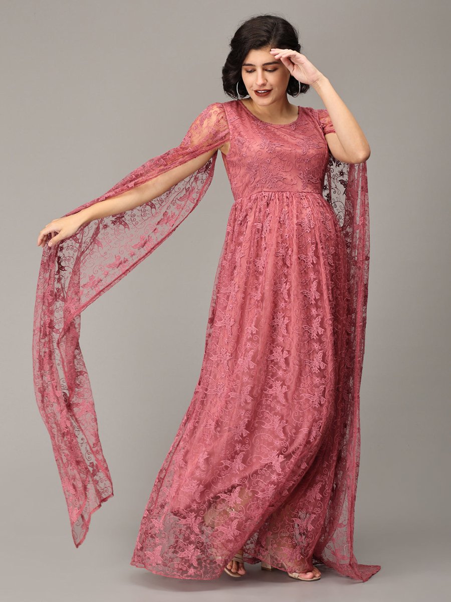 Blushing Mauve Maternity Photoshoot Gown - DRS-SD-BLSM-M