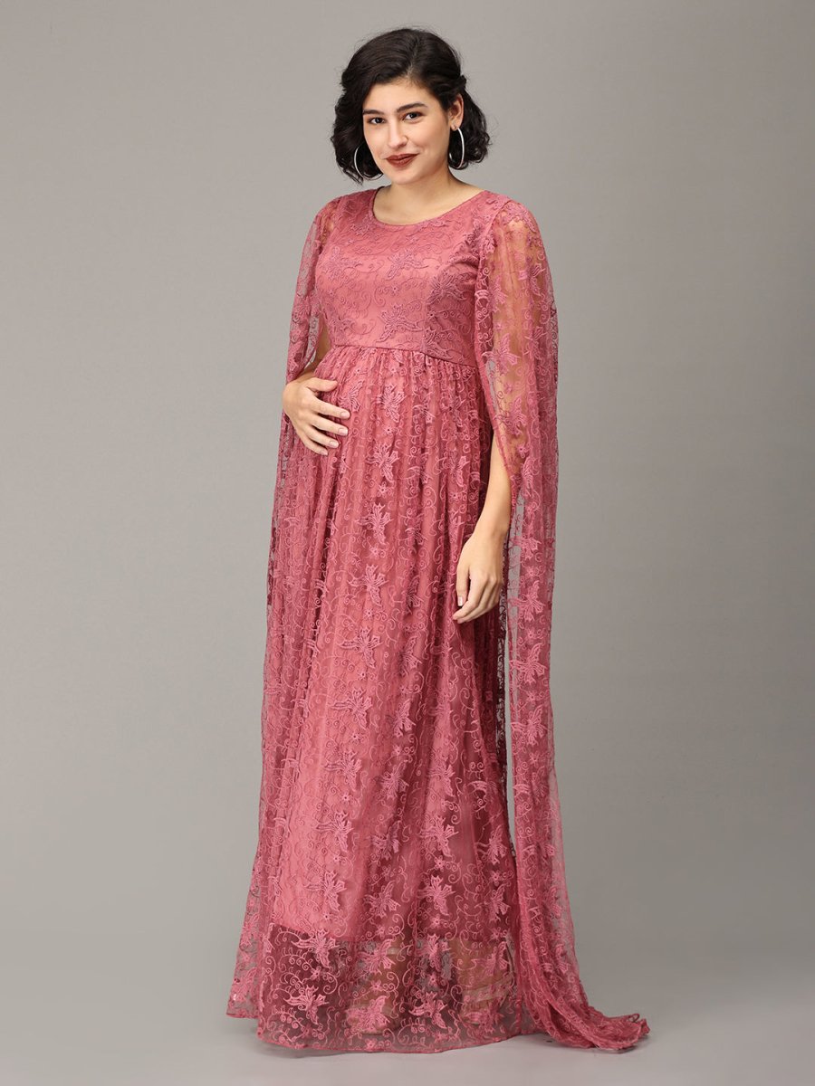 Blushing Mauve Maternity Photoshoot Gown - DRS-SD-BLSM-M