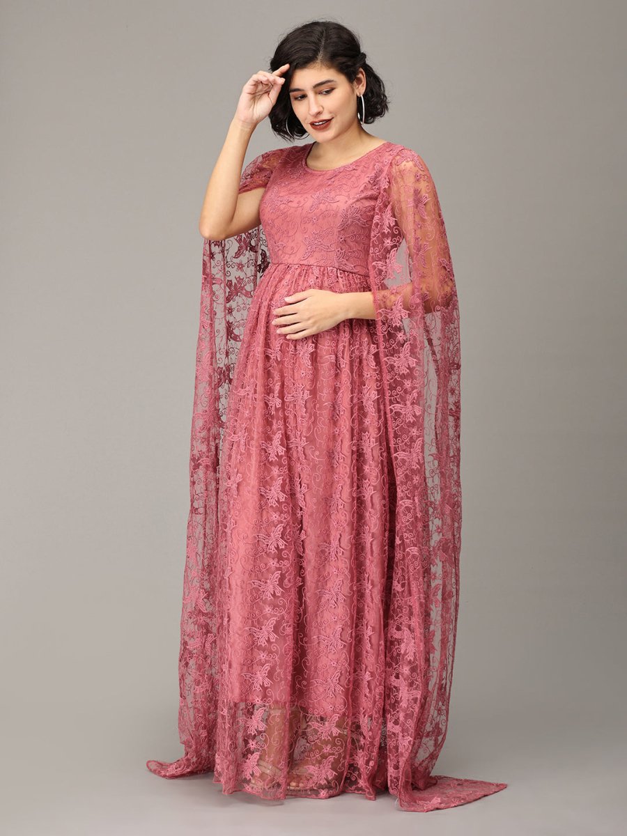 Blushing Mauve Maternity Photoshoot Gown - DRS-SD-BLSM-M