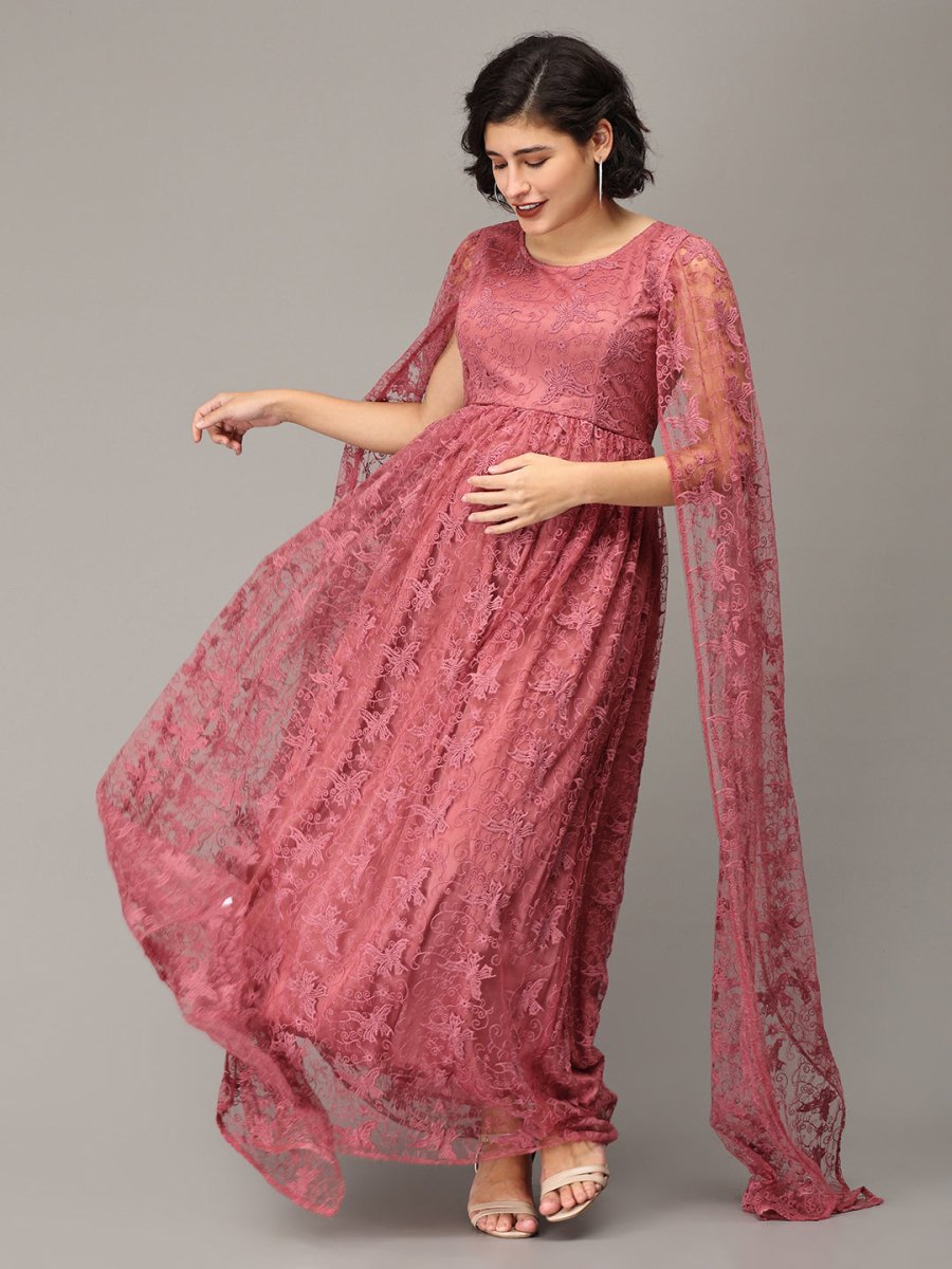 Blushing Mauve Maternity Photoshoot Gown - DRS-SD-BLSM-M