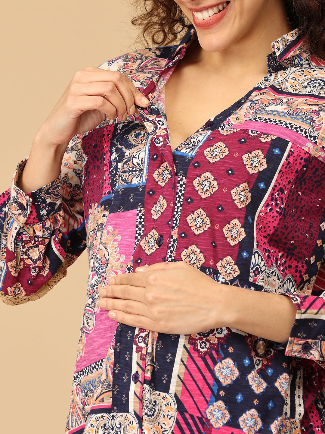 Bold Spectrum Maternity and Nursing Shirt - MAT - SD - BLDSP - S