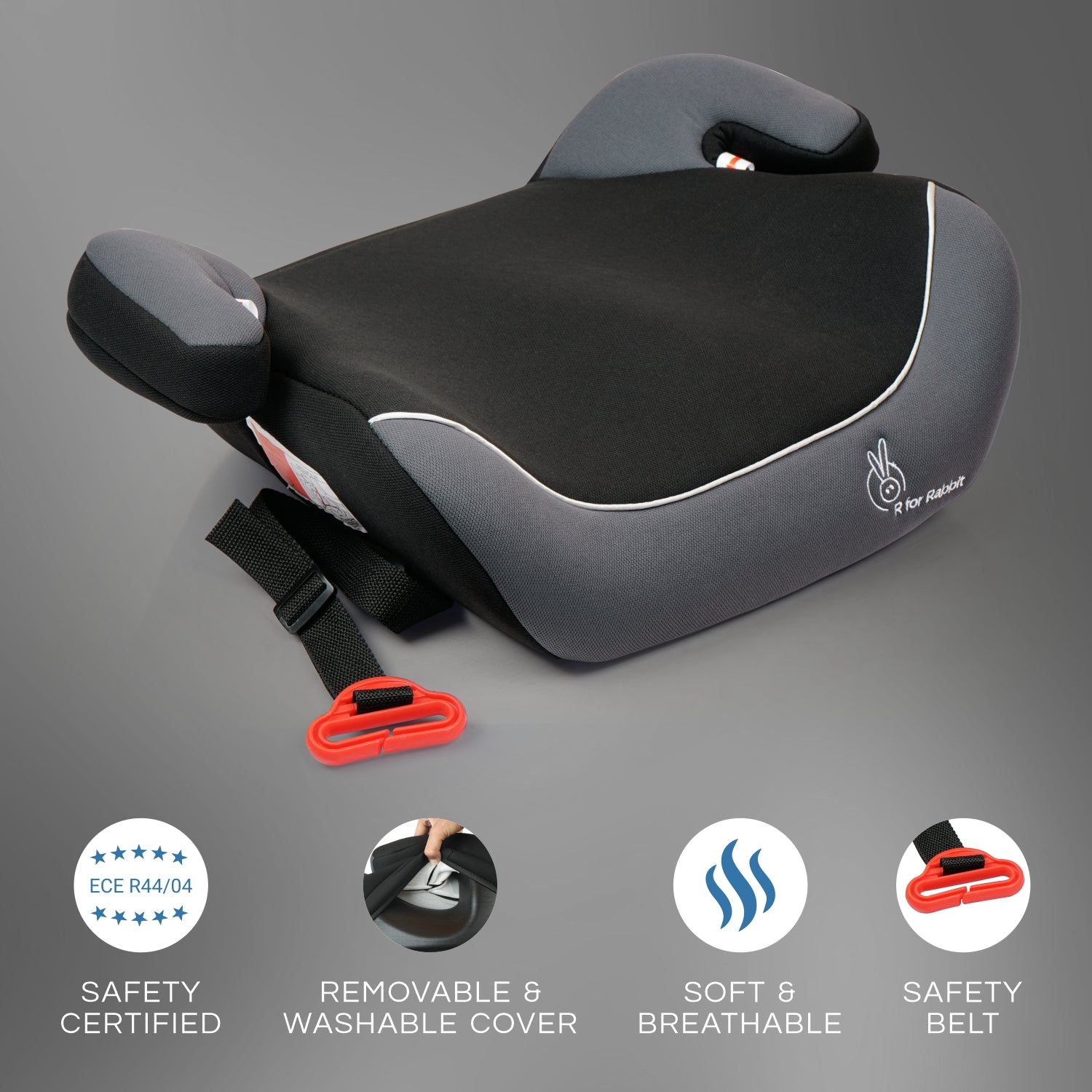 R for Rabbit Little Jack- Travel Friendly Booster Seat I Black Grey