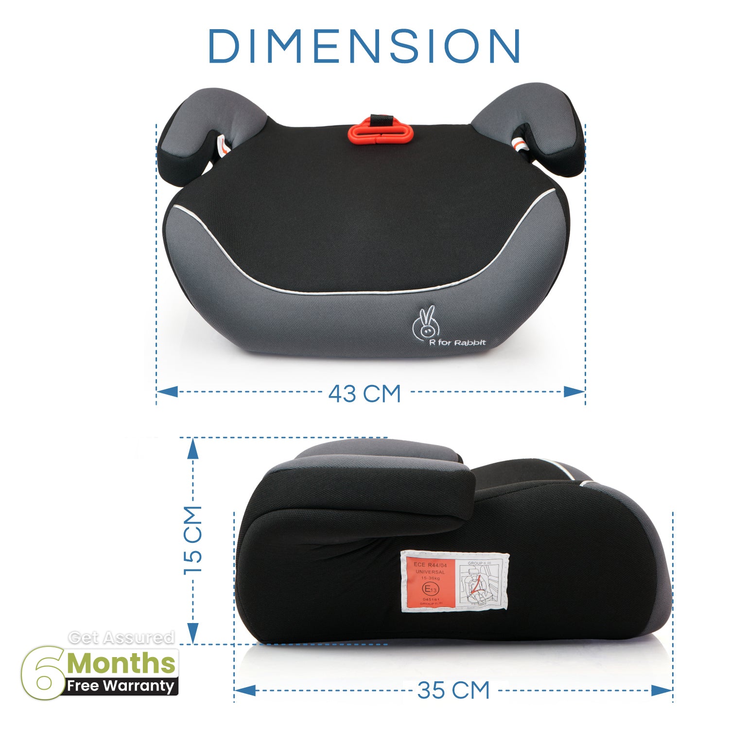 R for Rabbit Little Jack- Travel Friendly Booster Seat I Black Grey