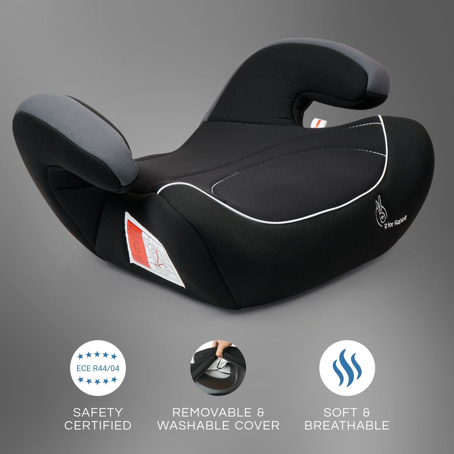 R for Rabbit Little Jack- Elite- Extra Comfortable Booster Seat- Black Grey