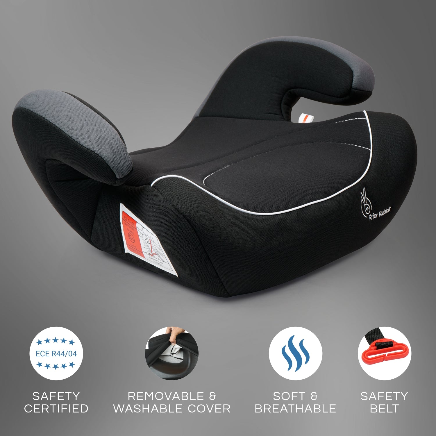 R for Rabbit Little Jack- Elite- Extra Comfortable Booster Seat- Black Grey