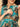 Close-up of concealed nursing zip on teal floral maternity dress