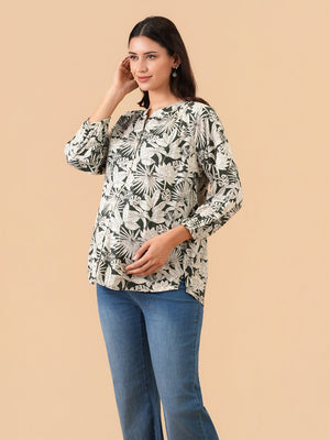 Botanical Escape Maternity and Nursing Top - S Maternity and Nursing Tops