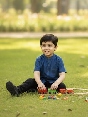 Boys Chambray Shirt Dark - 1 - 2 Years Boys Casual Shirt