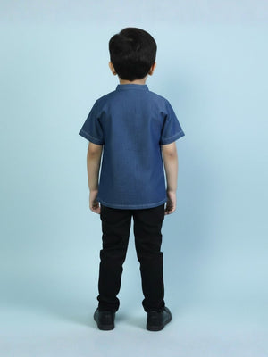 Boys Chambray Shirt Dark - 1 - 2 Years Boys Casual Shirt
