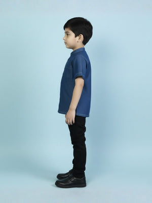 Boys Chambray Shirt Dark - 1 - 2 Years Boys Casual Shirt