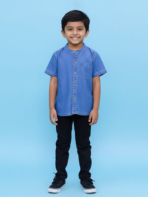 Boys Chambray Shirt Light - 1 - 2 Years Boys Casual Shirt