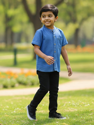 Boys Chambray Shirt Light - 1 - 2 Years Boys Casual Shirt