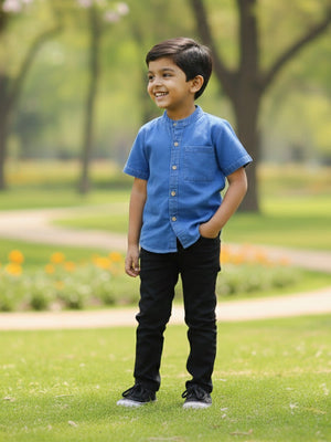 Boys Chambray Shirt Light - 1 - 2 Years Boys Casual Shirt