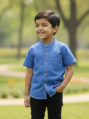 Boys Chambray Shirt Light - 1 - 2 Years Boys Casual Shirt