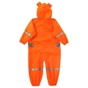 Bright Orange Roaring Tiger Theme All Over Jumpsuit / Playsuit Raincoat for Kids - Little Surprise BoxBright Orange Roaring Tiger Theme All Over Jumpsuit / Playsuit Raincoat for Kids
