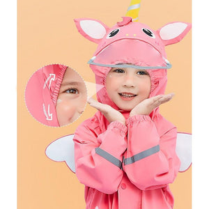 Bright Pink Magical Unicorn Theme All Over Jumpsuit / Playsuit Raincoat for Kids - Little Surprise BoxBright Pink Magical Unicorn Theme All Over Jumpsuit / Playsuit Raincoat for Kids