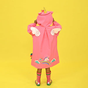 Bright Pink Magical Unicorn Theme Raincoat for Kids - 3 - 4 Years Monsoon Wear