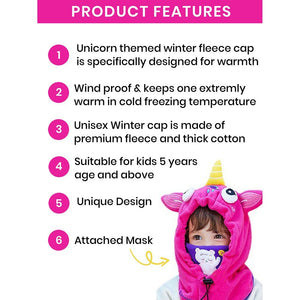 Bright Pink Uni Fleece Winter Cap covering Mouth, Neck and Head - Little Surprise BoxBright Pink Uni Fleece Winter Cap covering Mouth, Neck and Head