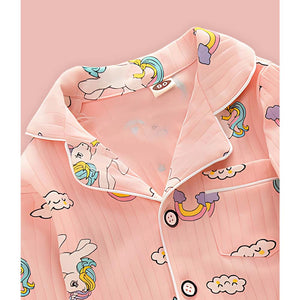 Bright Pink Unicorn & Rainbow print soft cotton Kids nightsuit - 2 - 3 Years Nightsuits