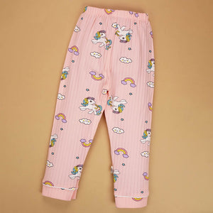 Bright Pink Unicorn & Rainbow print soft cotton Kids nightsuit - 2 - 3 Years Nightsuits