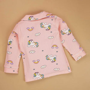 Bright Pink Unicorn & Rainbow print soft cotton Kids nightsuit - 2 - 3 Years Nightsuits