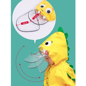Bright Yellow 3d Dino Theme Raincoat for Kids - 3 - 4 Years Monsoon Wear