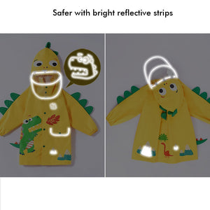 Bright Yellow 3d Dino Theme Raincoat for Kids - 3 - 4 Years Monsoon Wear