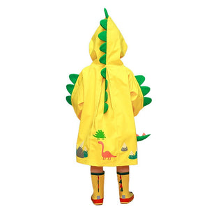 Bright Yellow 3d Dino Theme Raincoat for Kids - 3 - 4 Years Monsoon Wear