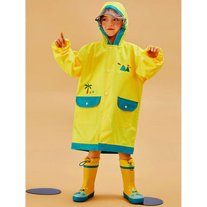 Bright Yellow Dino Raincoat for Adults & Teens - 9 - 11 Years Monsoon Wear