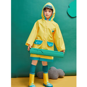Bright Yellow Dino Raincoat for Adults & Teens - 9 - 11 Years Monsoon Wear