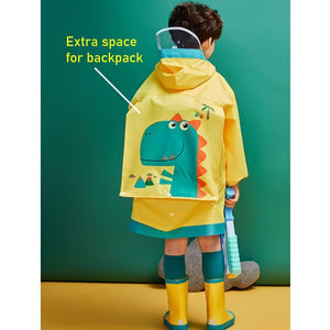 Bright Yellow Dino Raincoat for Adults & Teens - 9 - 11 Years Monsoon Wear