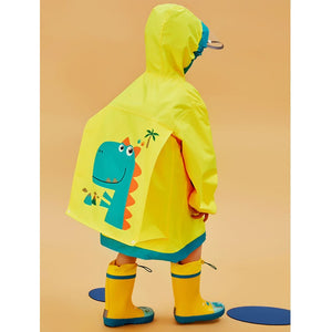 Bright Yellow Dino Raincoat for Adults & Teens - 9 - 11 Years Monsoon Wear