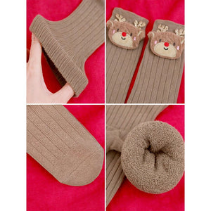 Brown 3D Baby Reindeer Christmas Themed Ankle Length Socks For Kids - 2 - 4 Years Christmas