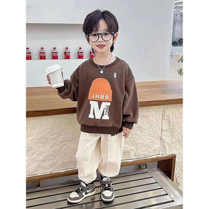 Brown 3D Cap Design 2 Pcs Track Suit Set For Toddlers And Kids - 3 - 4 Years Kids Clothing