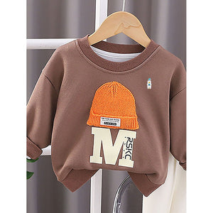 Brown 3D Cap Design 2 Pcs Track Suit Set For Toddlers And Kids - 3 - 4 Years Kids Clothing