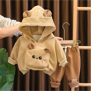 Brown 3D Ears Hoodie 2Pcs Toddlers & Kids Track Suit Set For Winter And All Season Wear - 1 - 2 Years Kids Clothing