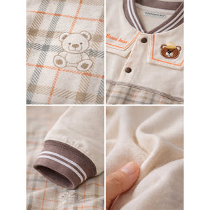 Brown and Cream Sailor Collar Brave Bear Full Sleeves Jumpsuit Romper for Tiny Toddlers - 6 - 12 Months Kids Clothing