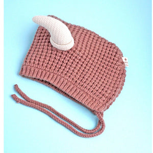 Brown Baby Horns Knitted soft Woolen Winter Cap with tie up, 6 - 18 months - 6 - 18 Months Winter Wear