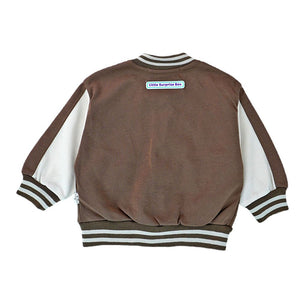 Brown & Cream 1977 Designed 3 Pcs Varsity Jacket Styled Track Suit Set For Toddlers And Kids - 2 - 3 Years Kids Clothing