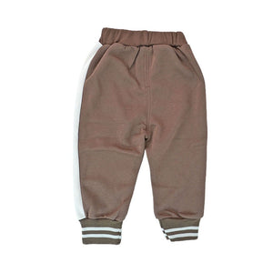 Brown & Cream 1977 Designed 3 Pcs Varsity Jacket Styled Track Suit Set For Toddlers And Kids - 2 - 3 Years Kids Clothing