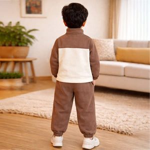 Brown Crew Neck 3D Lion , Fleece winter Tracksuit Set for Kids - 2 - 3 Years Kids Clothing
