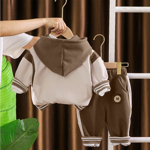 Brown Dino Broach Designed Jacket 3 Pcs Track Suit Set For Toddlers And Kids - 2 - 3 Years Kids Clothing