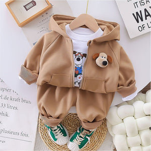 Brown Dog Broach 3 Pcs Track Suit Set For Toddlers And Kids - 2 - 3 Years Kids Clothing