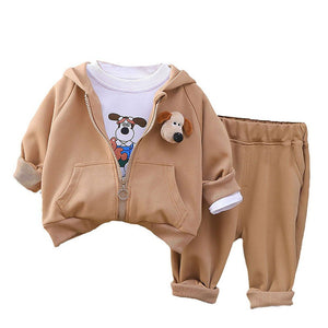 Brown Dog Broach 3 Pcs Track Suit Set For Toddlers And Kids - 2 - 3 Years Kids Clothing