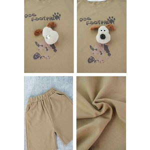 Brown Doggy Paw 2pcs Shorts set for Toddlers and Kids. - 2 - 3 Years Kids Clothing