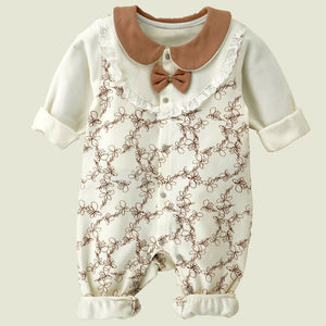 Brown Doodle Butterfly full sleeves jumpsuit style Romper for Tiny Toddlers - 12 - 18 Months Kids Clothing